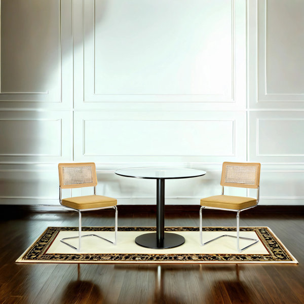 Red Barrel Studio® Set of 2 Velvet Dining Chairs with Rattan Back